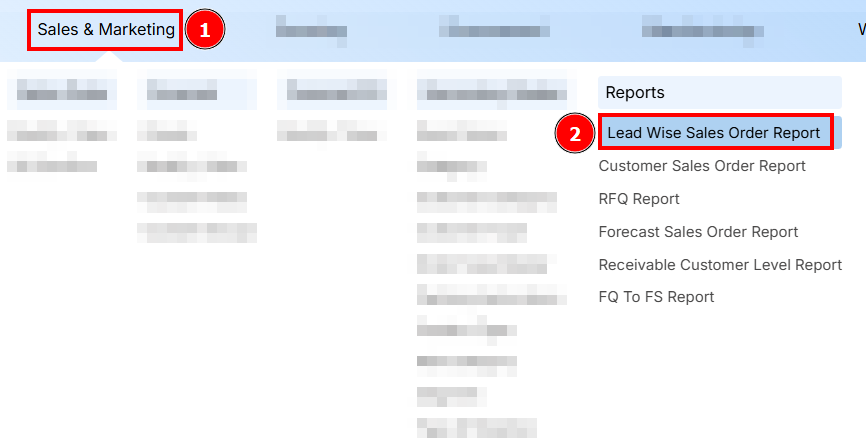 STEPS FOR LEAD WISE SALES ORDER REPORT