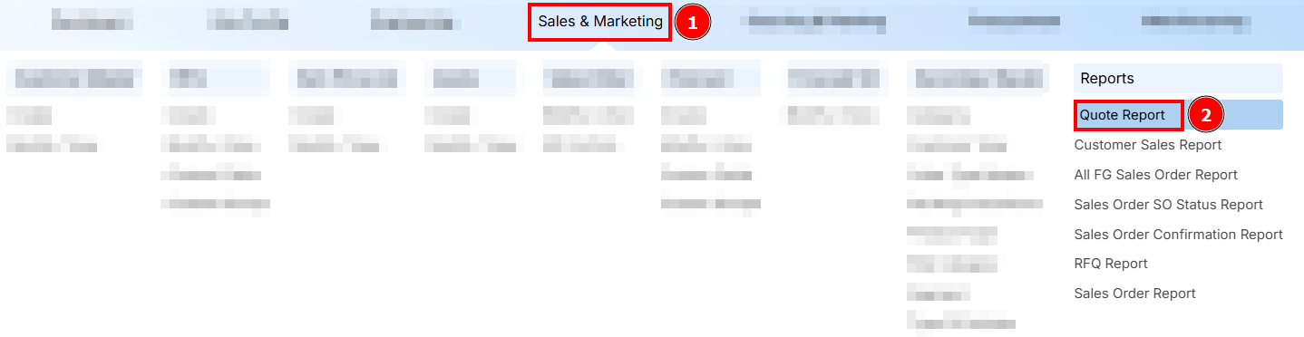 STEPS FOR Quote REPORT