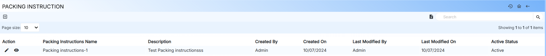 Packing Instruction Listing