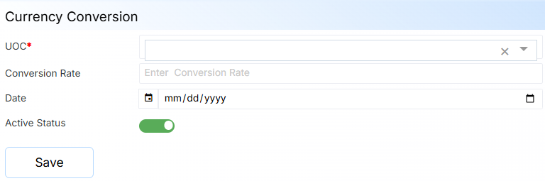 CURRENCY CONVERSION RATES FORM