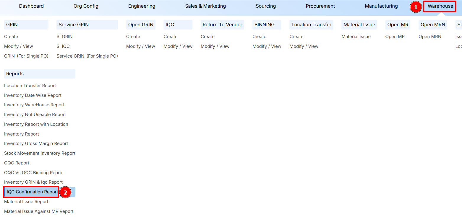 STEPS TO IQC Confirmation Reports