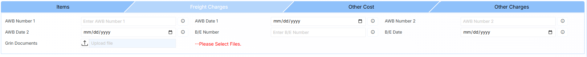 SERVICE ITEM GRIN FOR SINGLE PO FREIGHT CHARGES