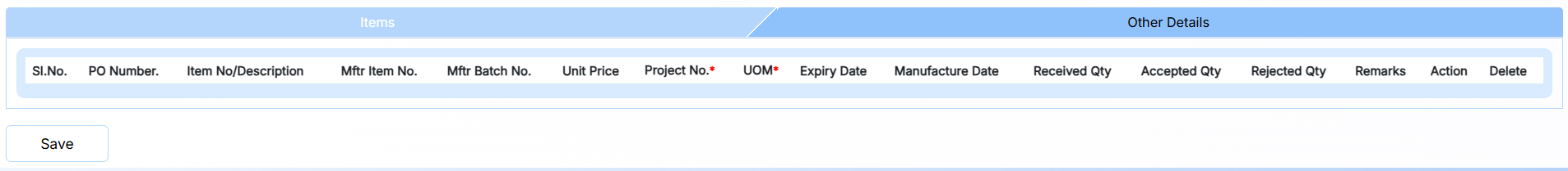 SERVICE ITEM IQC ITEM FORM