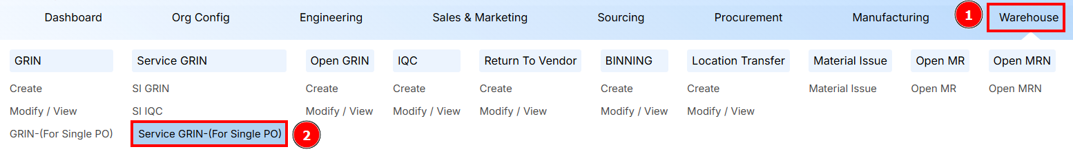 STEPS TO CREATE SERVICE ITEM GRIN FOR SINGLE PO