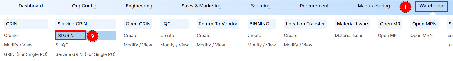 STEPS TO CREATE SERVICE ITEM GRIN